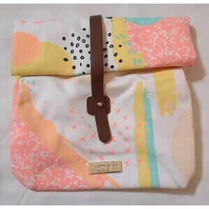 Benefit Pastel Canvas Reusable Lunch Bag Make-up Cosmetics Tote San Francisco